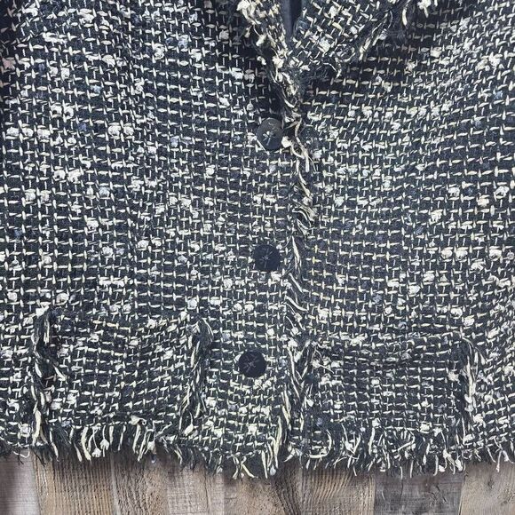 Hearts of Palm Black and White Tweed Blazer Jacket Cardigan - Picture 2 of 4